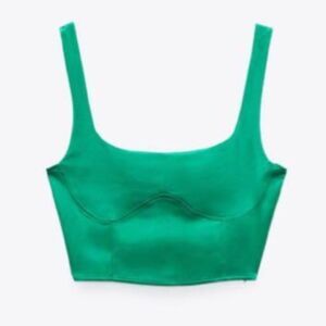 NWT Zara Turquoise Green Satin Crop Top, 0219 / 845 / 541